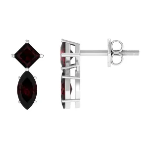 1 CT Garnet Simple Stud Earrings