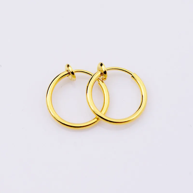 1 pair Clip On Fake Nose Hoop Ring Ear Septum Lip Navel Earrings