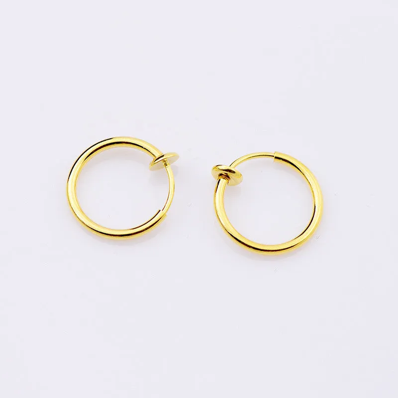 1 pair Clip On Fake Nose Hoop Ring Ear Septum Lip Navel Earrings