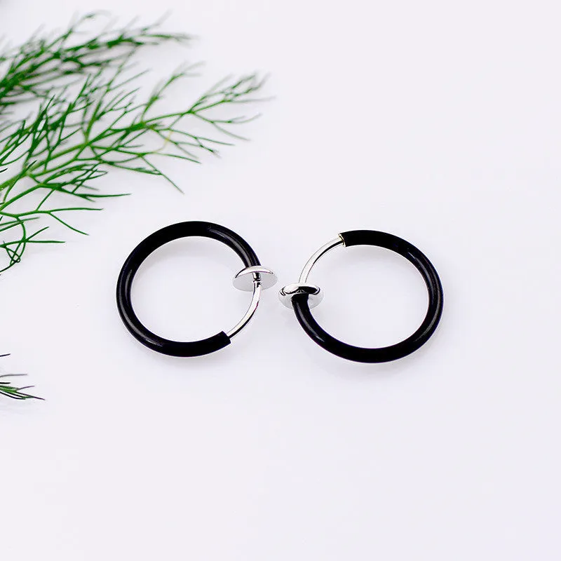 1 pair Clip On Fake Nose Hoop Ring Ear Septum Lip Navel Earrings