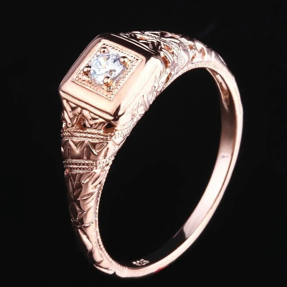 10k Rose Gold Vintage / Unique Moissanite Ring 0.1ct