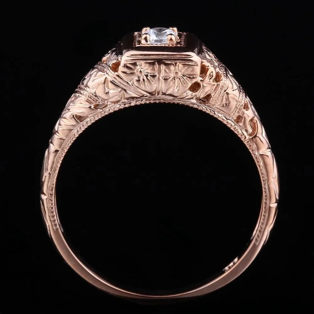 10k Rose Gold Vintage / Unique Moissanite Ring 0.1ct