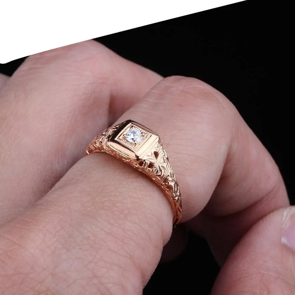 10k Rose Gold Vintage / Unique Moissanite Ring 0.1ct