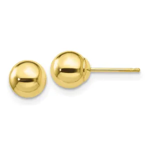 10KT Yellow Gold 6MM Ball Stud Earrings