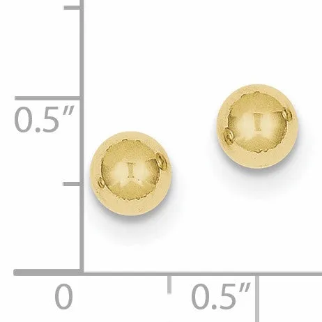 10KT Yellow Gold 6MM Ball Stud Earrings