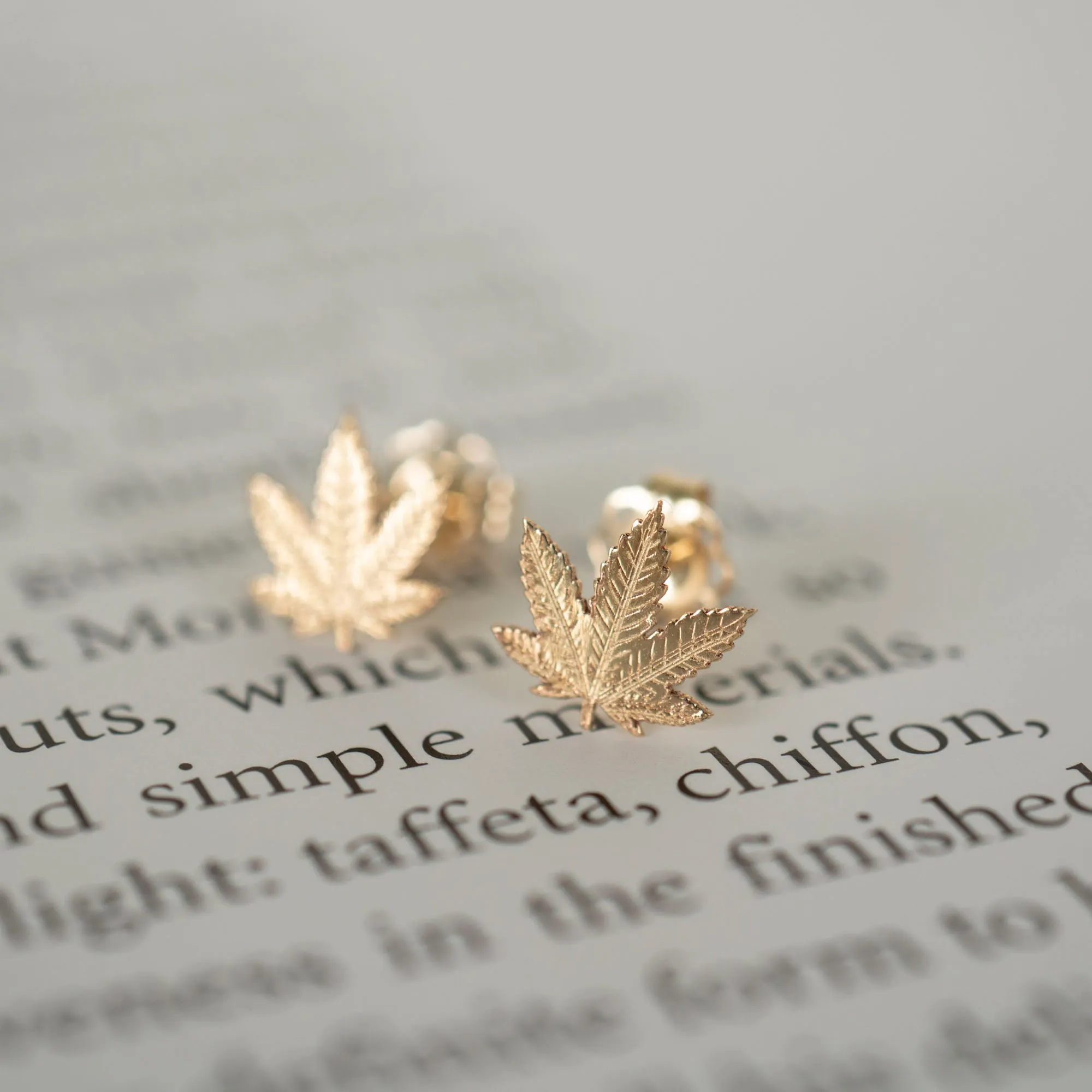 14k Gold Cannabis Studs