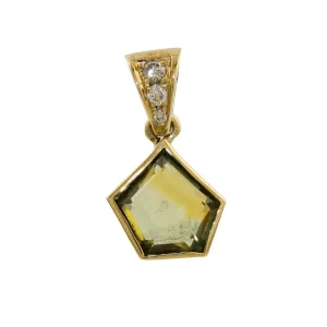 14k Portrait Cut Montana Sapphire & Diamond Pendant