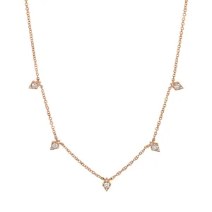 14k Rose Gold Diamond Dangle Necklace