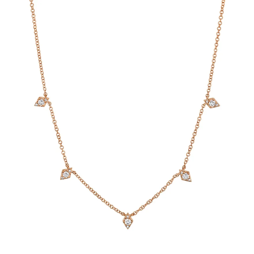 14k Rose Gold Diamond Dangle Necklace