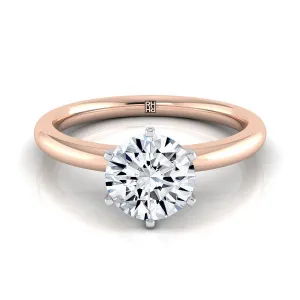 14K Rose Gold Round Brilliant  Timeless Solitaire Comfort Fit Engagement Ring