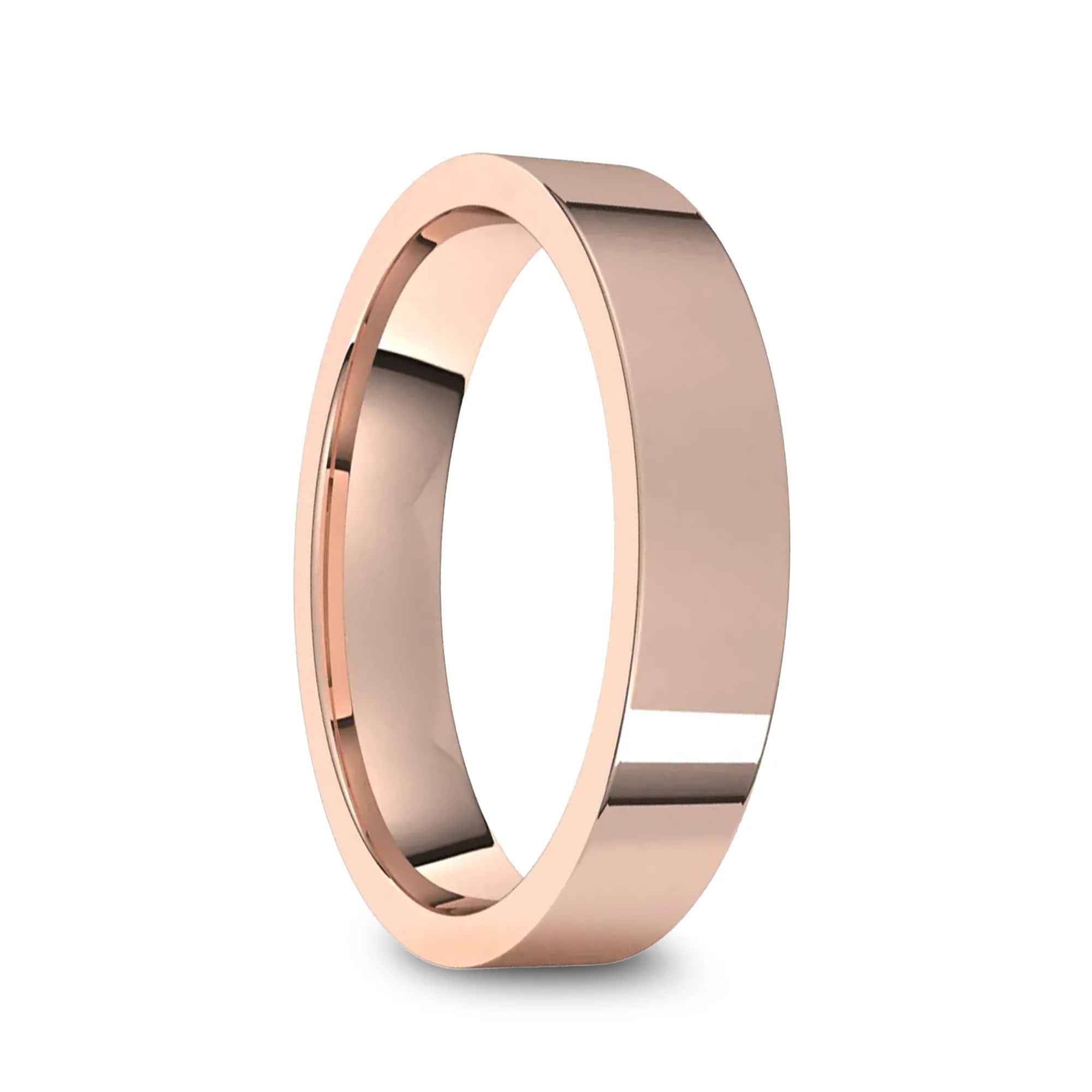 14k Rose Gold Women's Flat Ring with Polished Finish - 2mm - 4mm