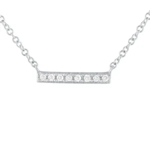 14k White Gold Diamond Bar Necklace