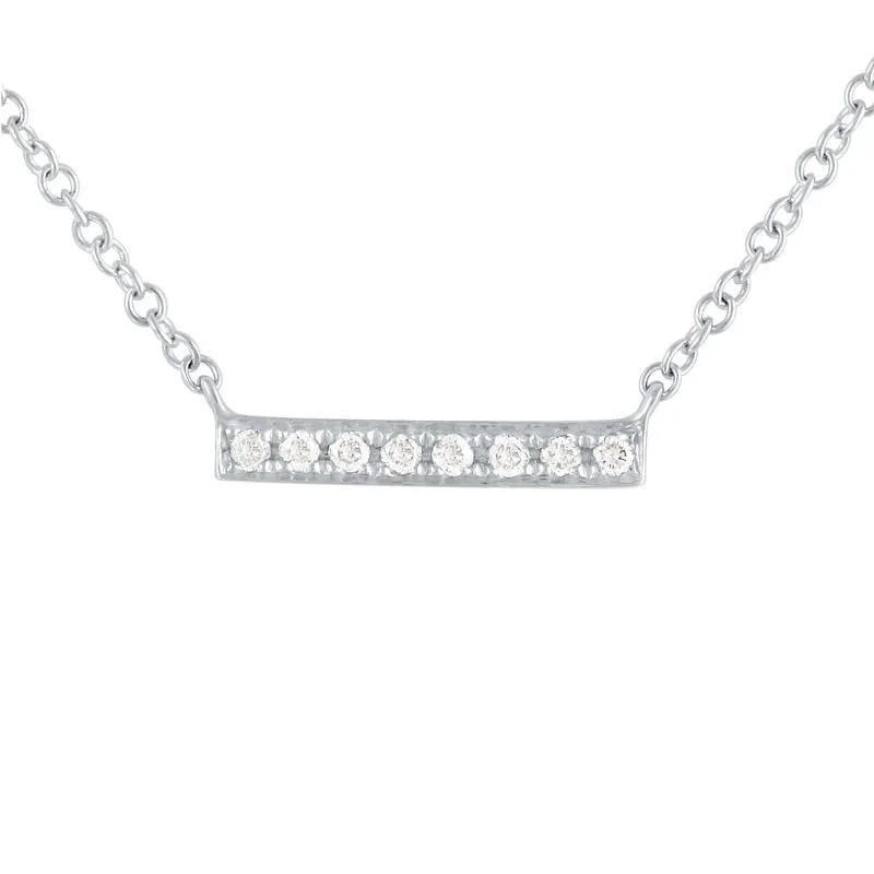 14k White Gold Diamond Bar Necklace