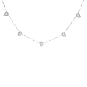 14k White Gold Diamond Drop Necklace