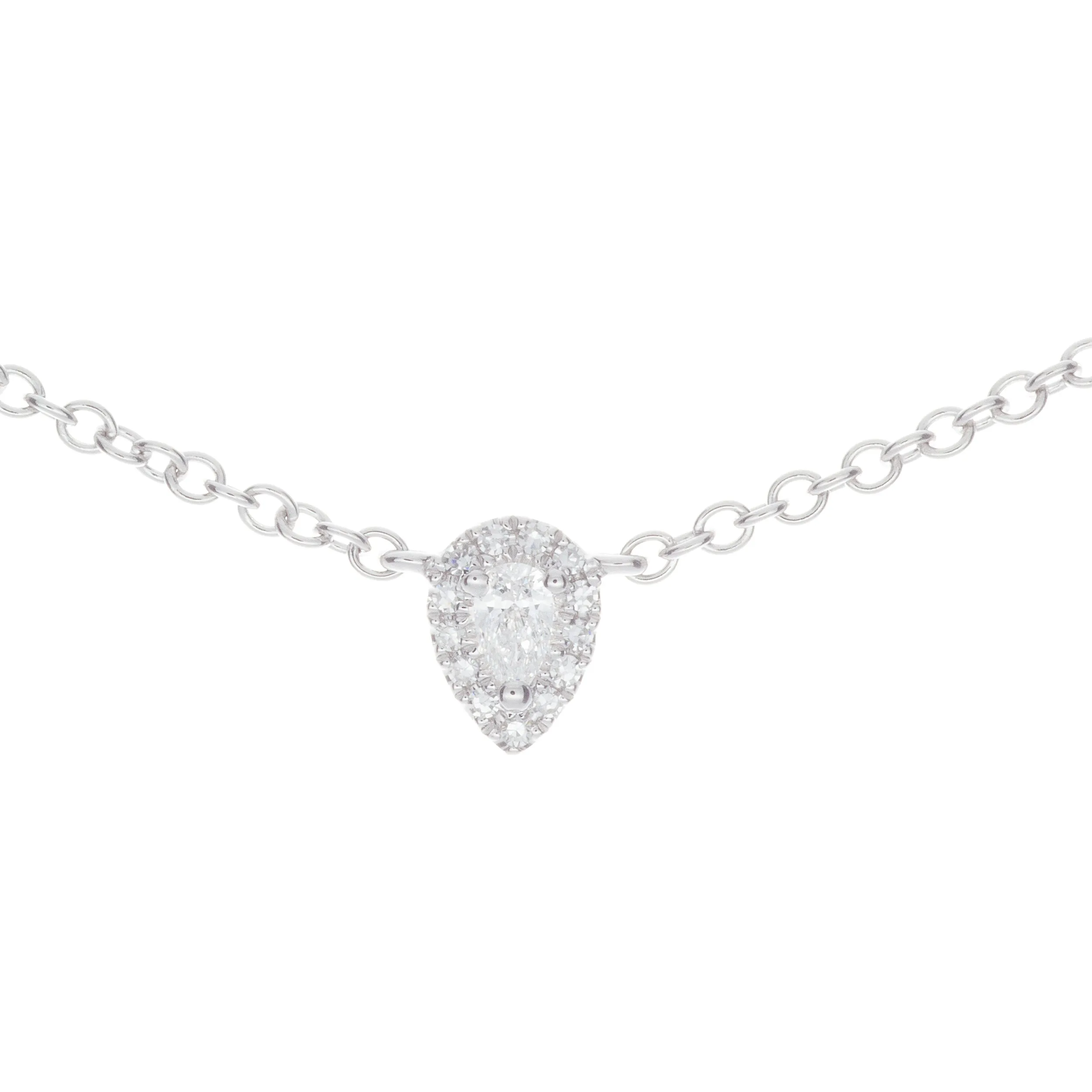 14k White Gold Diamond Drop Necklace