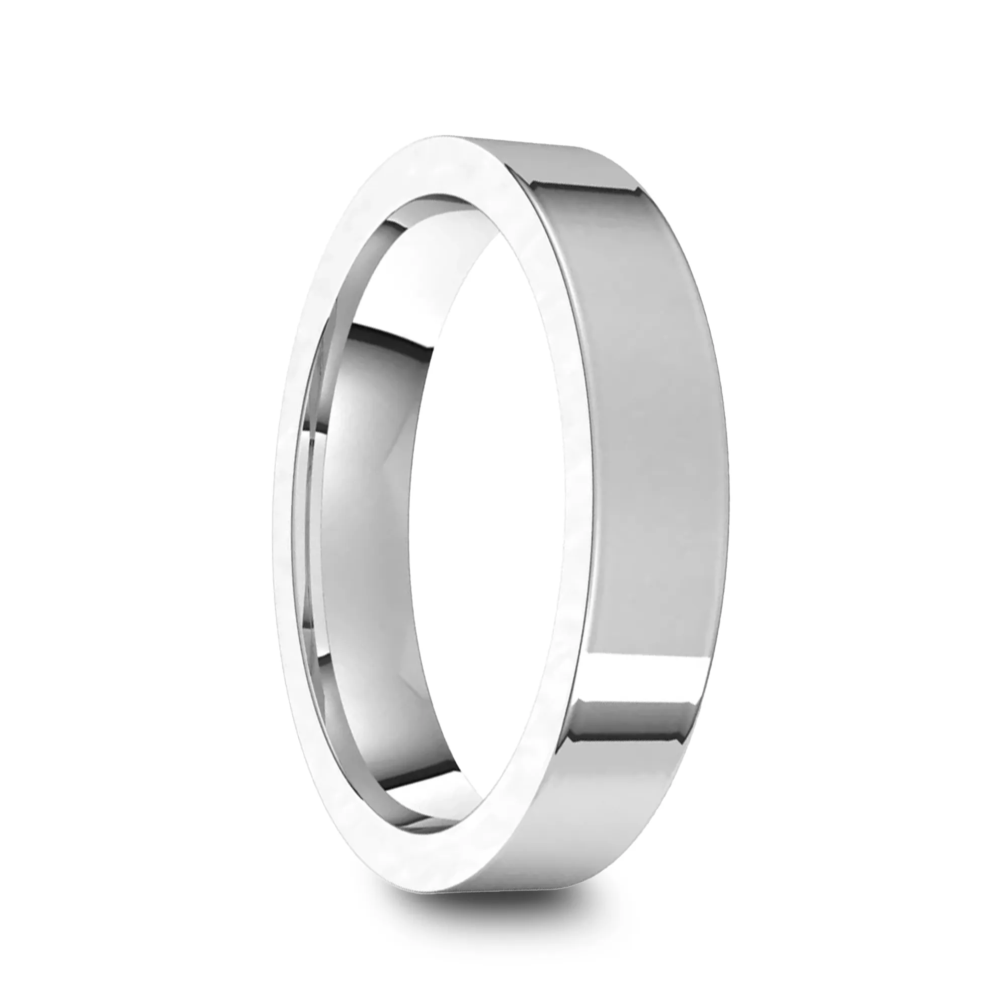 14k White Gold Women's Flat Ring with Polished Finish - 2mm - 4mm