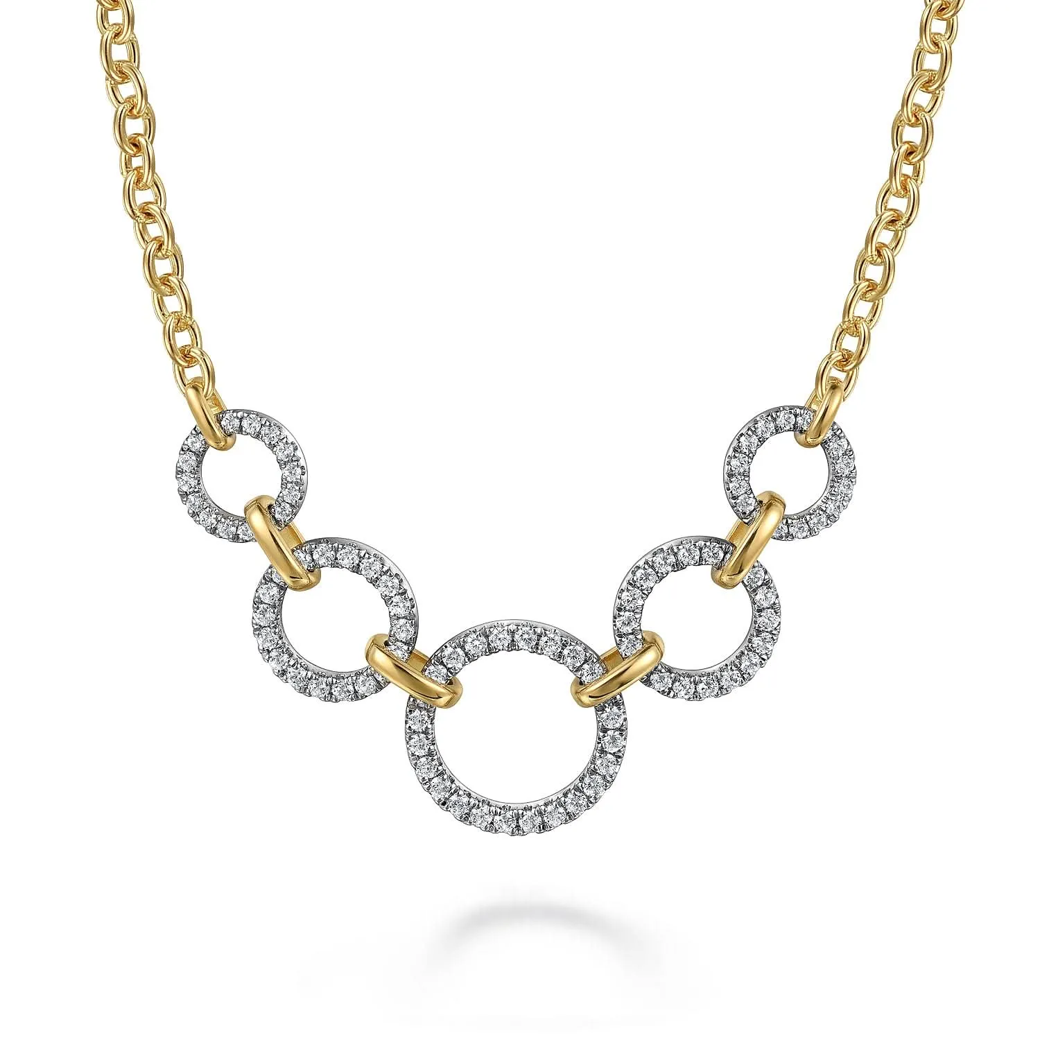 14K Yellow & White Natural Diamond 17 inch Necklace