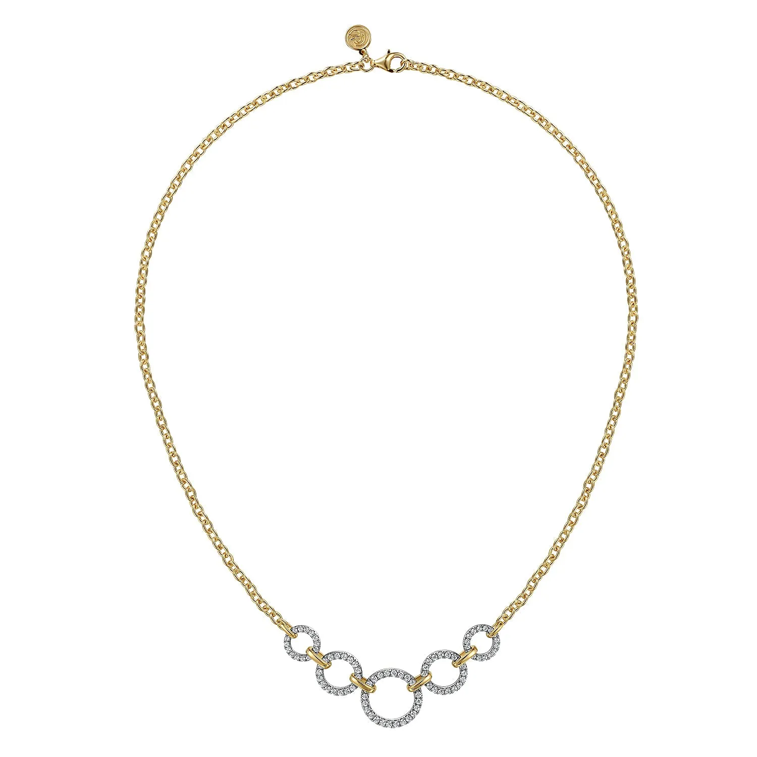 14K Yellow & White Natural Diamond 17 inch Necklace