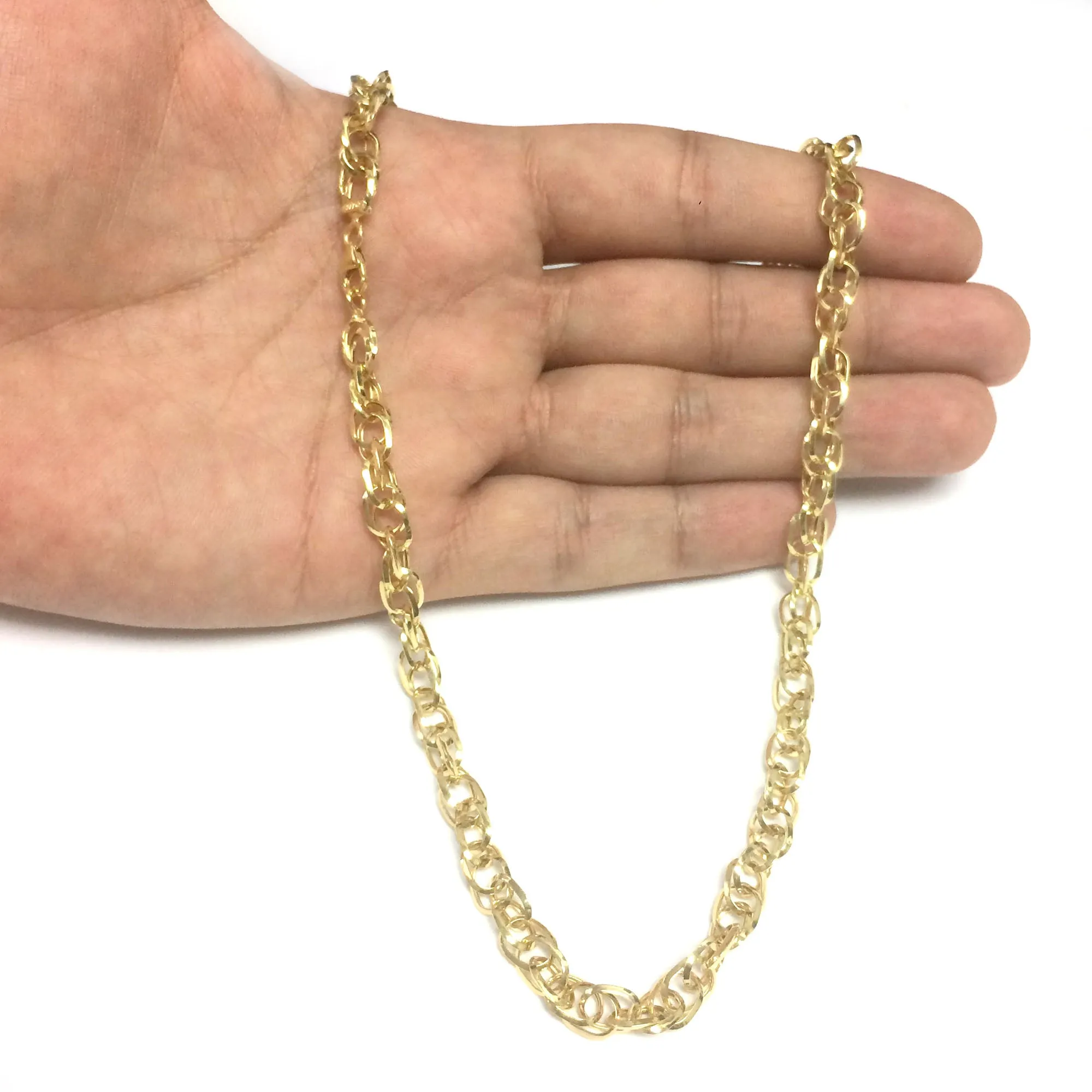 14k Yellow Gold Euro Link Chain Womens Necklace, 18"