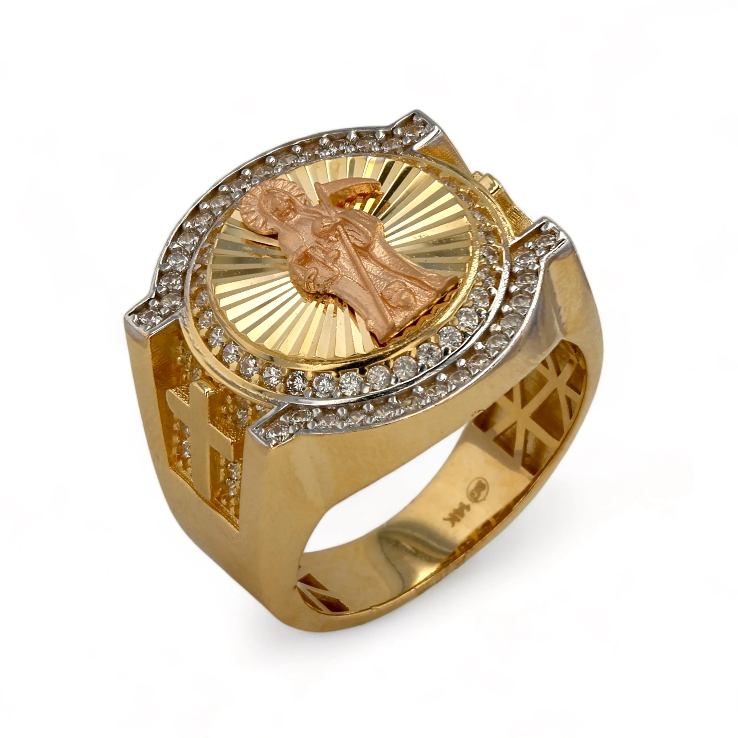 14K Yellow gold santa muerte ring-227162