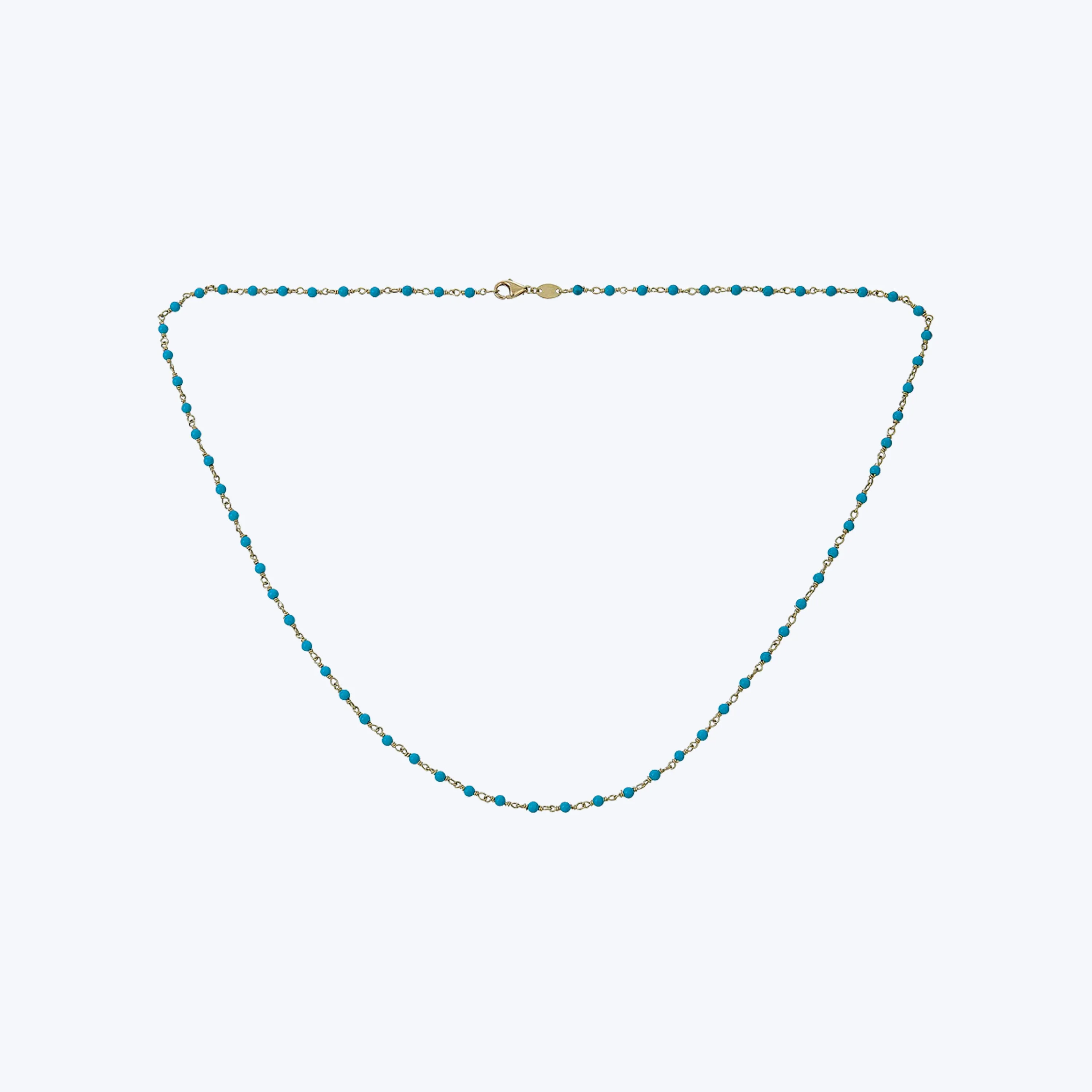 14K Yellow Gold Turquoise Bead Necklace