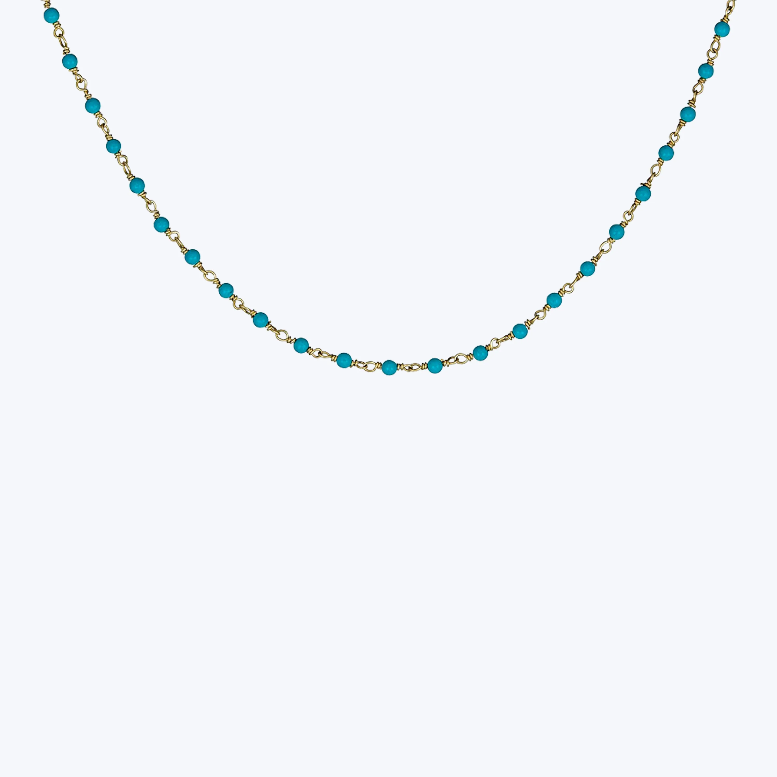 14K Yellow Gold Turquoise Bead Necklace