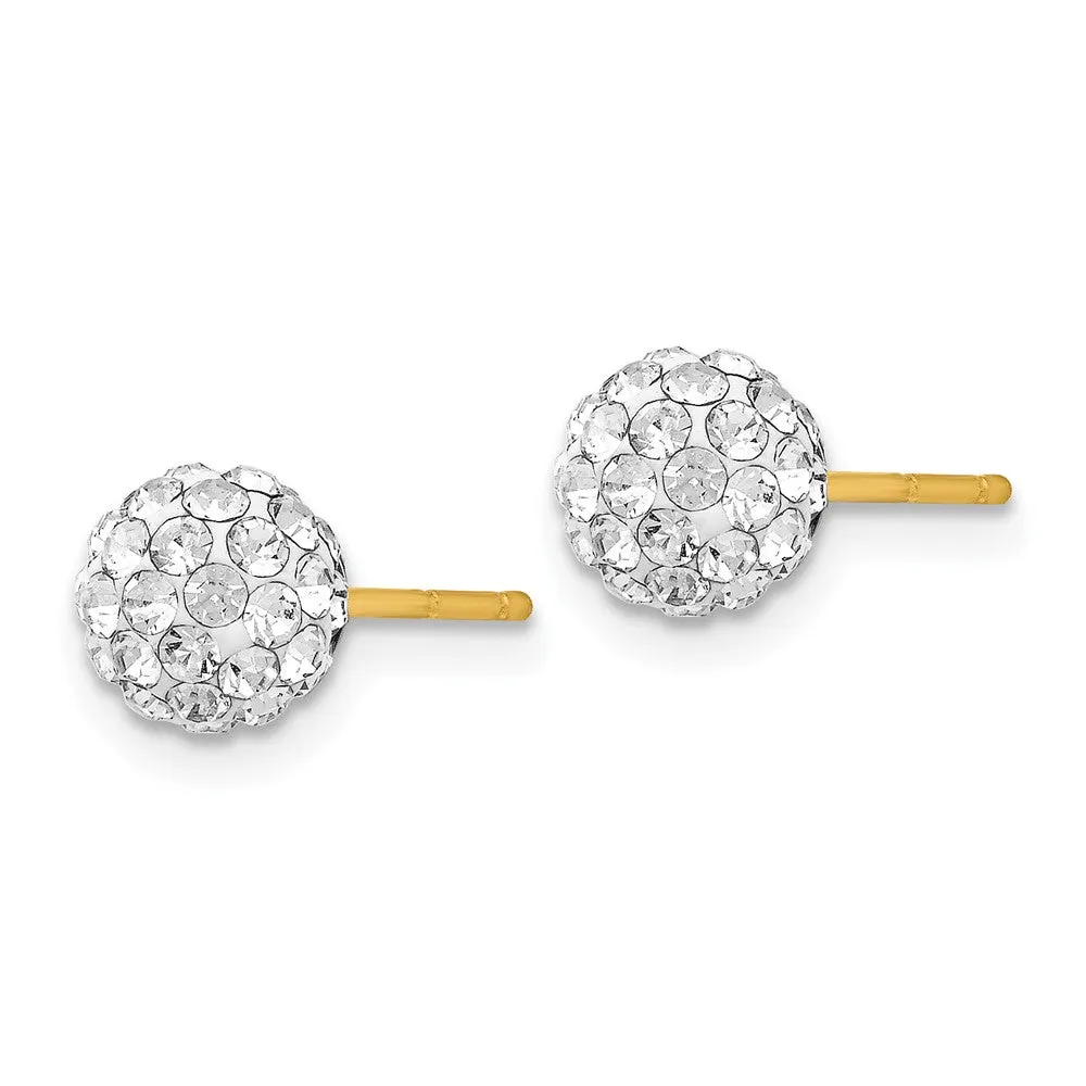 14KT Yellow Gold Crystal 6MM Ball Stud Earrings