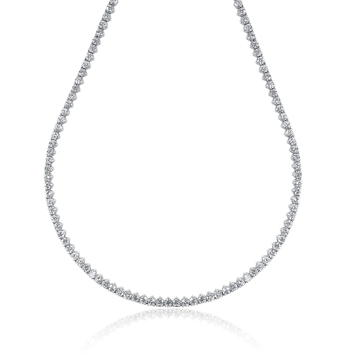 18.00 Cttw Round Diamond Tennis Necklace set in 14K White Gold