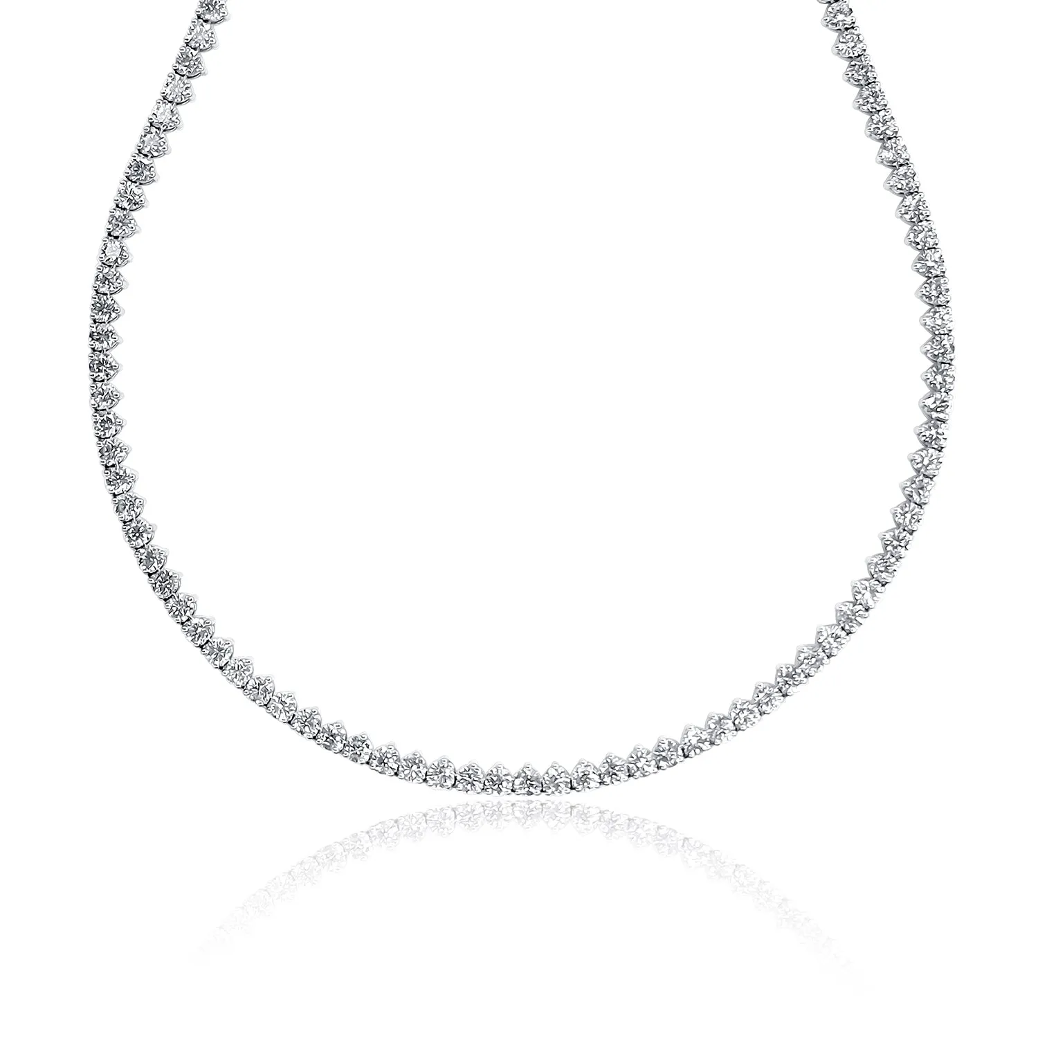 18.00 Cttw Round Diamond Tennis Necklace set in 14K White Gold