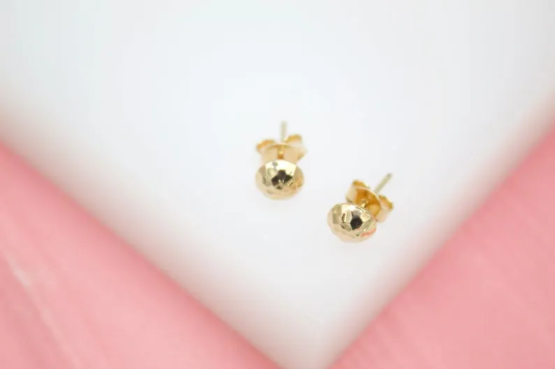 18K Gold Filled Simple Round Studs Circle Stud Earrings (L107)