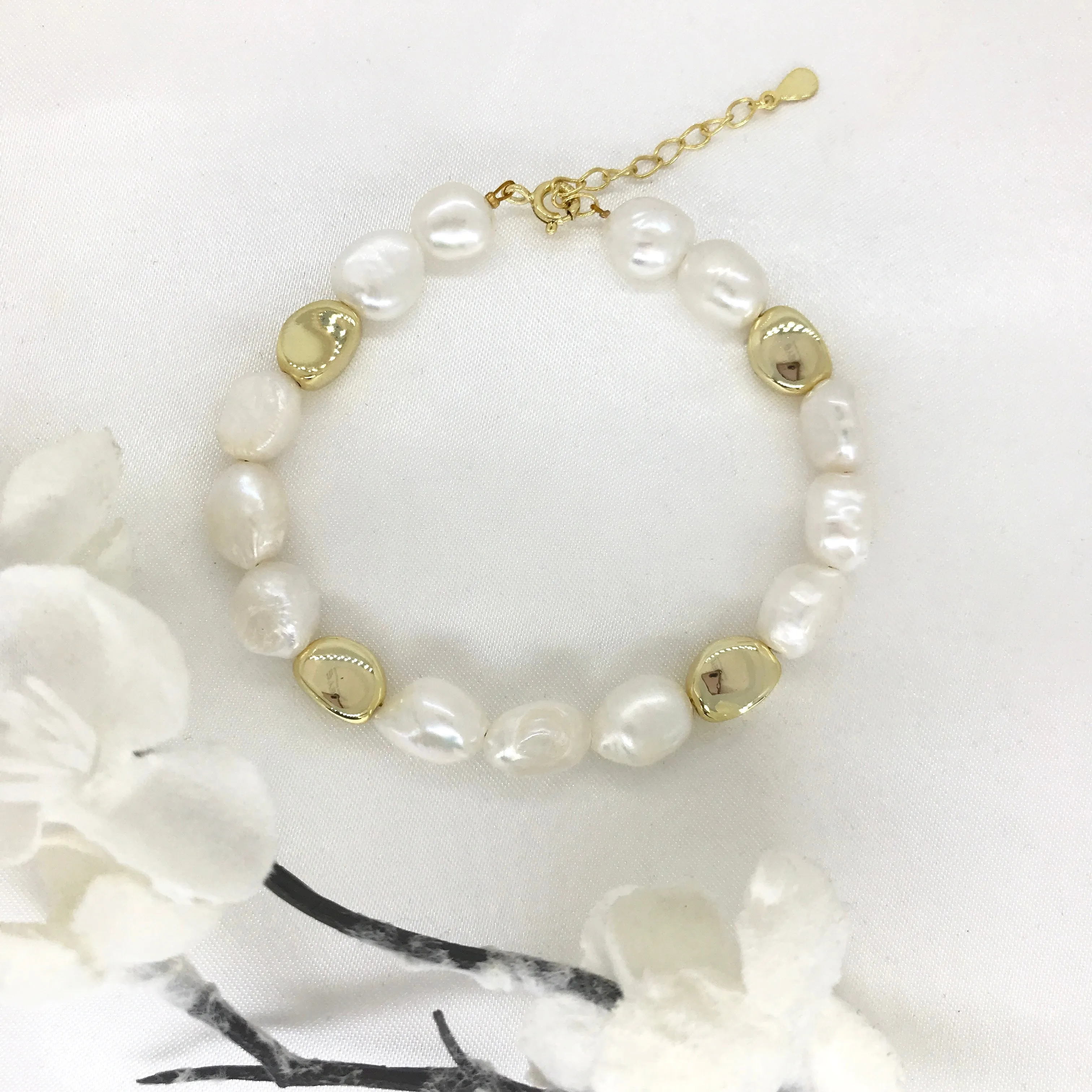 18k/925 Vermeil Freshwater Baroque Pearl Bracelet