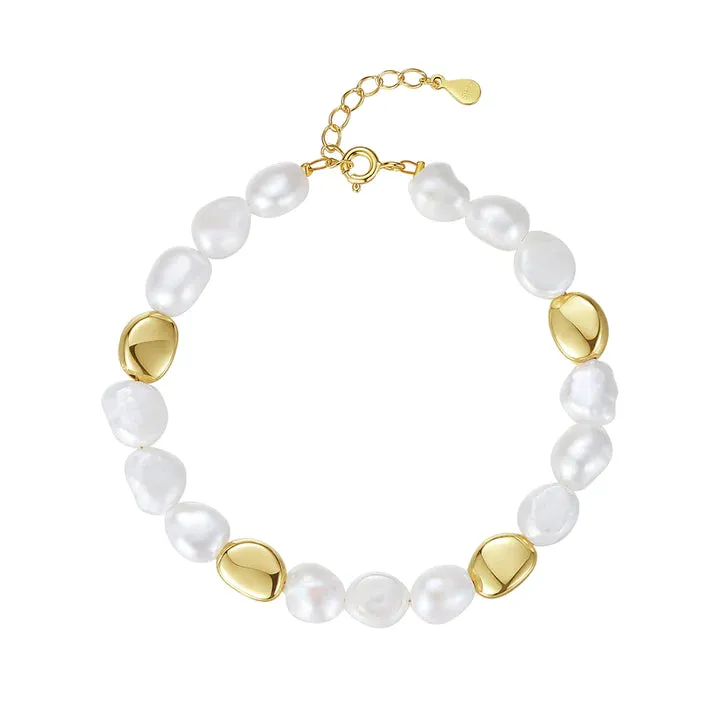 18k/925 Vermeil Freshwater Baroque Pearl Bracelet