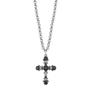 1928 Jewelry Black Stone Cross Pendant Necklace 16"   3" Extender