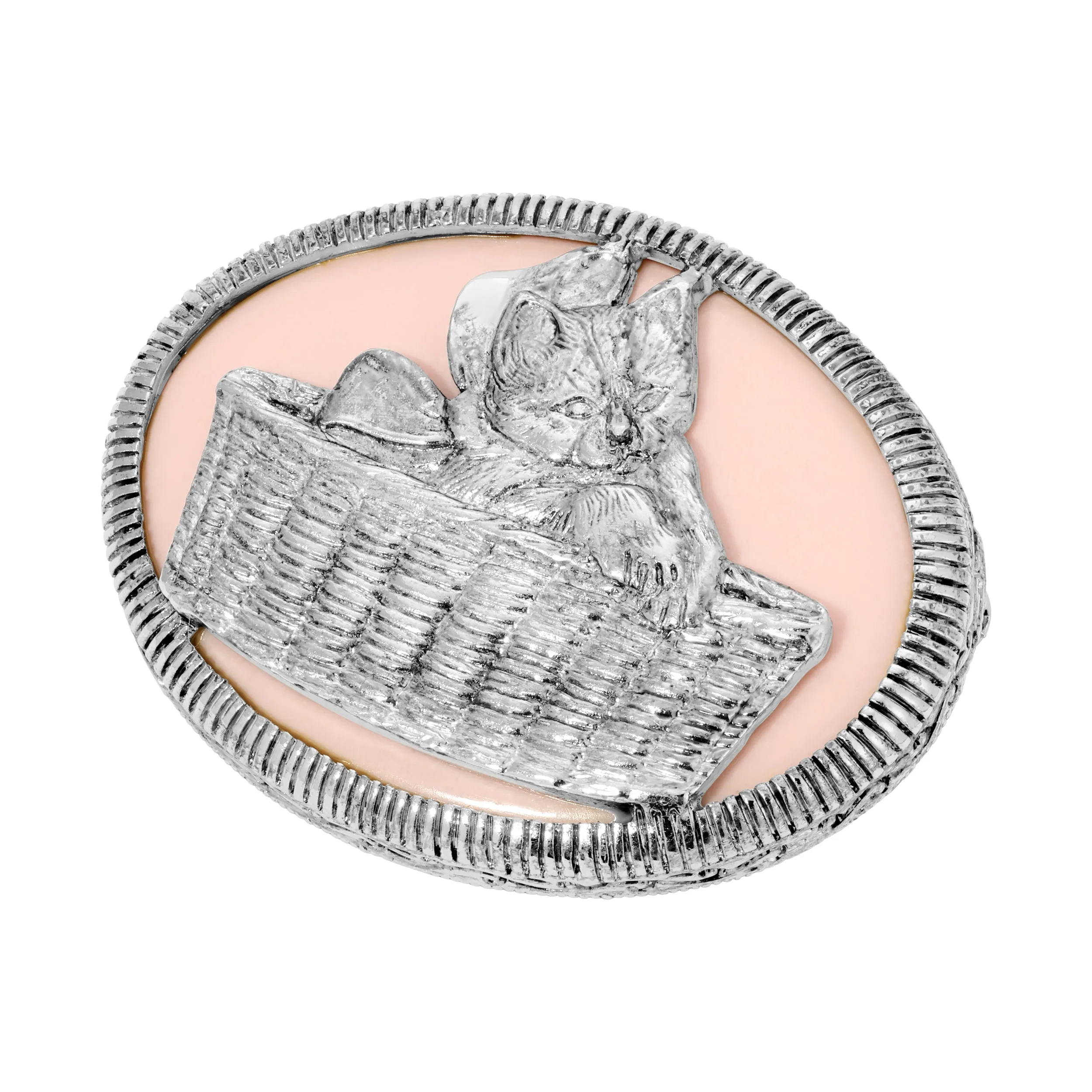 1928 Jewelry Cat In Wicker Basket Brooch