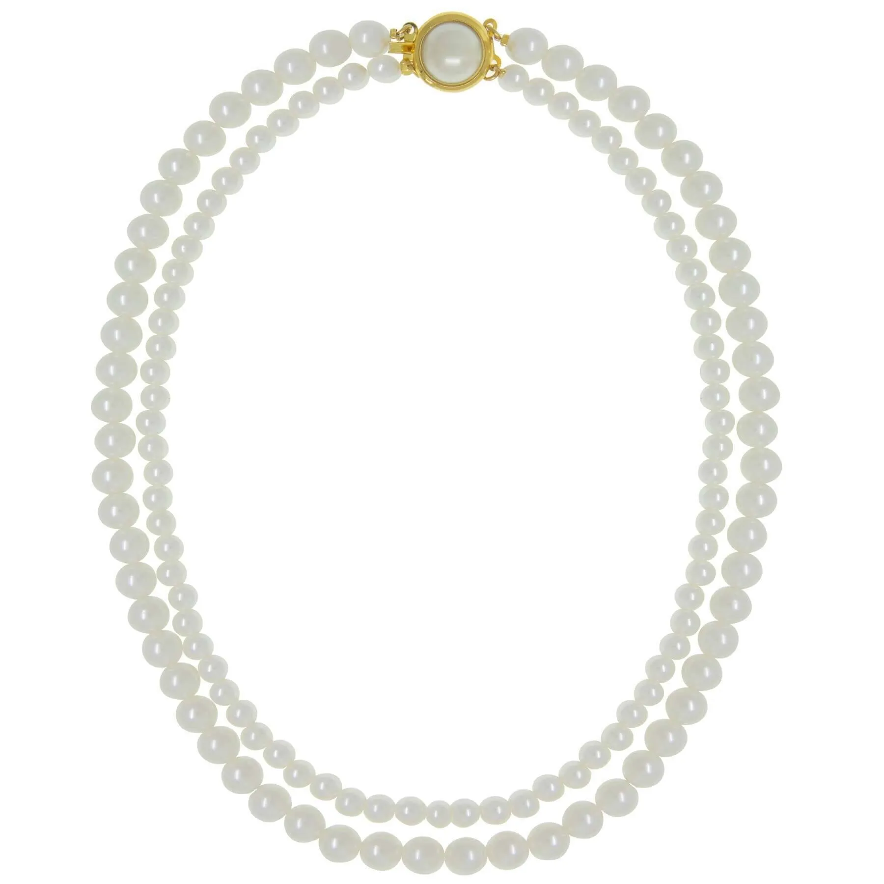 1928 Jewelry Double Faux 6mm Pearl Strand Necklace 16"