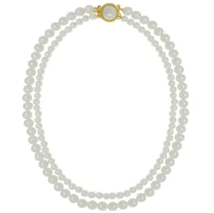 1928 Jewelry Double Faux 6mm Pearl Strand Necklace 16"