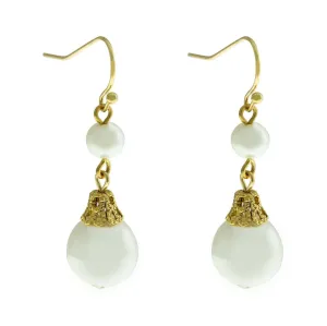 1928 Jewelry Double Faux Pearl Drop Wire Earrings