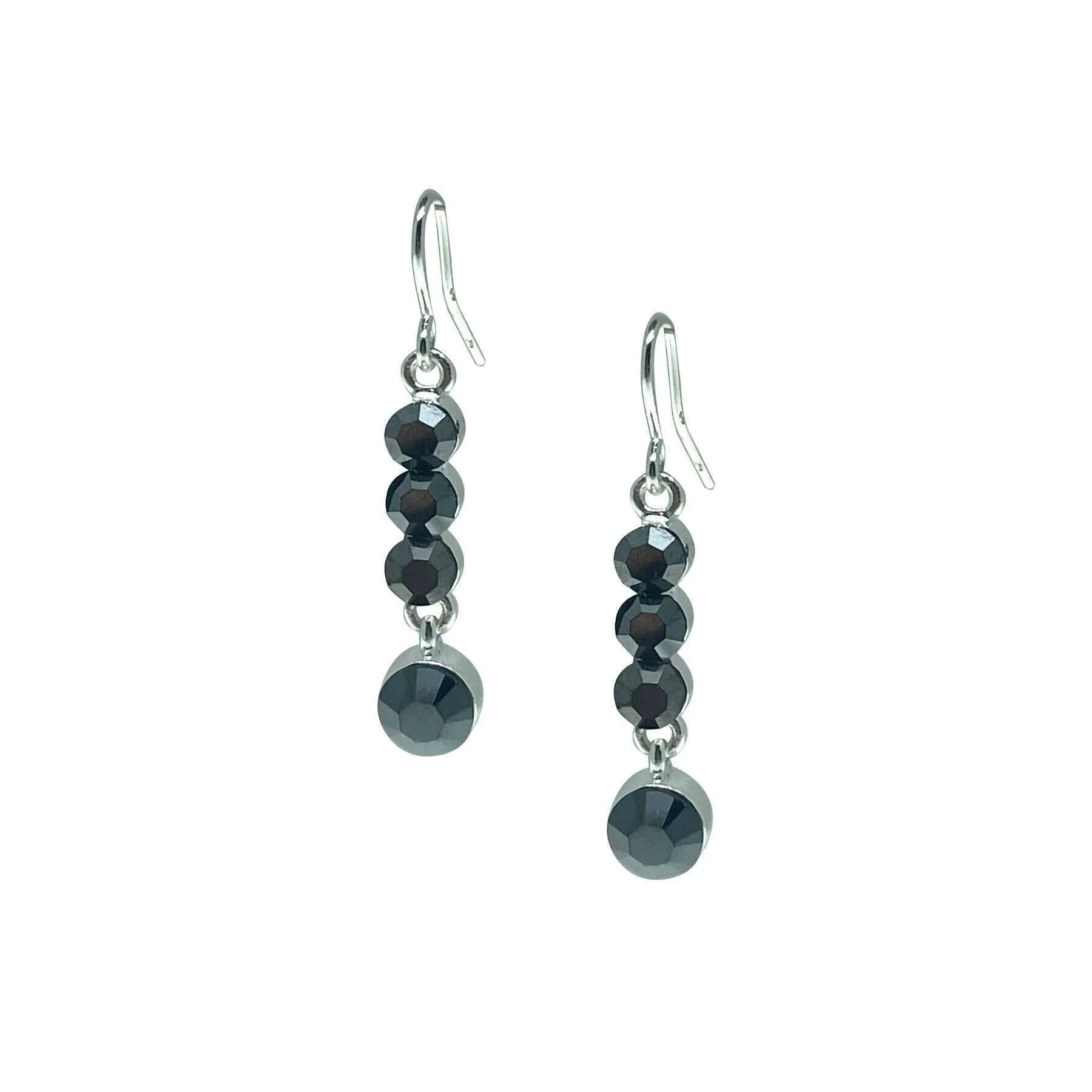 1928 Jewelry Linear Hematite Austrian Crystal Drop Earrings