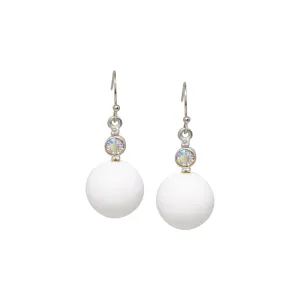 1928 Jewelry Matte White Baubles & AB Crystals Drop Earrings