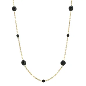 1928 Jewelry Minuit Black Glass Beaded Link Necklace 17"