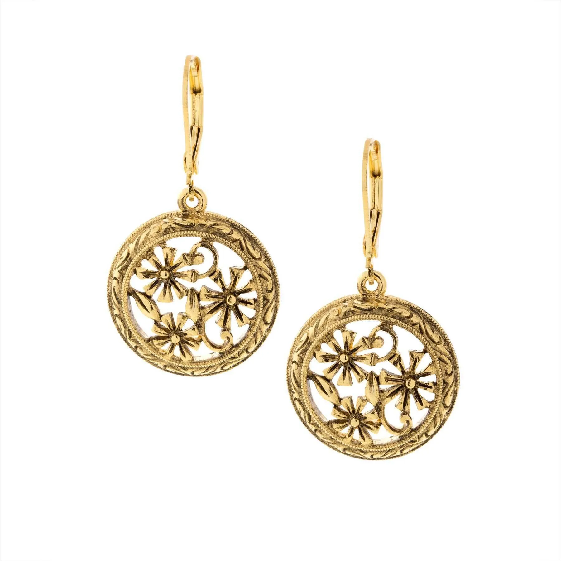 1928 Jewelry Round Floral Drop Earrings