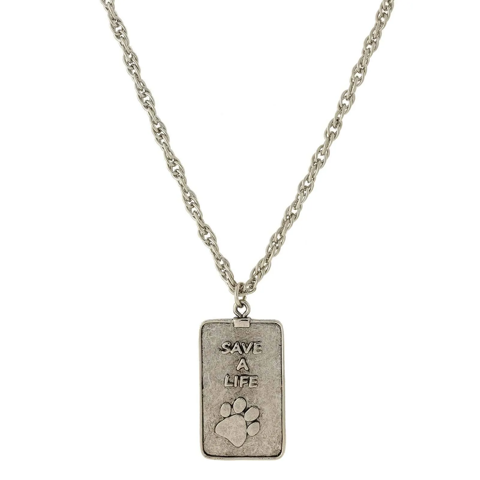 1928 Jewelry Save A Life Dog Tag Pendant Necklace 32"