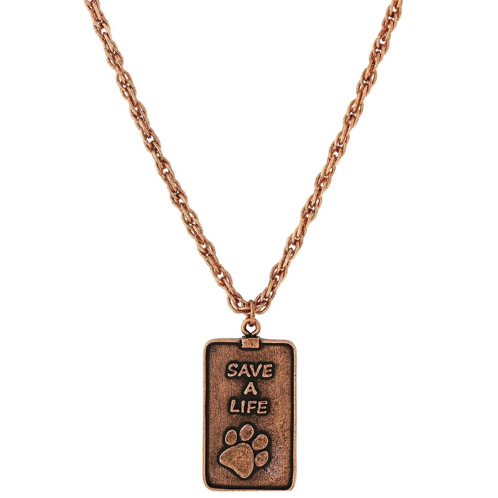 1928 Jewelry Save A Life Dog Tag Pendant Necklace 32"