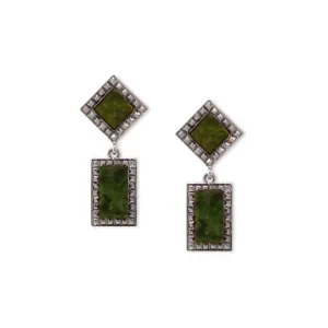 1928 Jewelry Square Gemstone Rectangle Drop Earrings