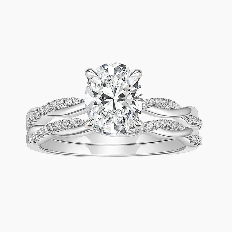 2CT Oval Cut Cubic Zirconia Bridal Ring Set