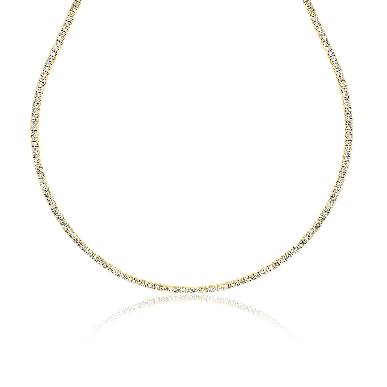 3.00 Cttw Round Diamond Tennis Necklace set in 14K Yellow Gold