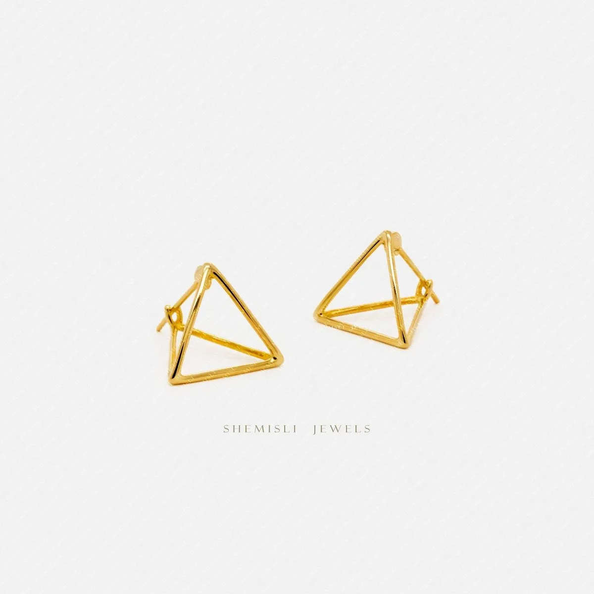 3D Triangle Hoop Earrings, Gold, Silver SHEMISLI SH002