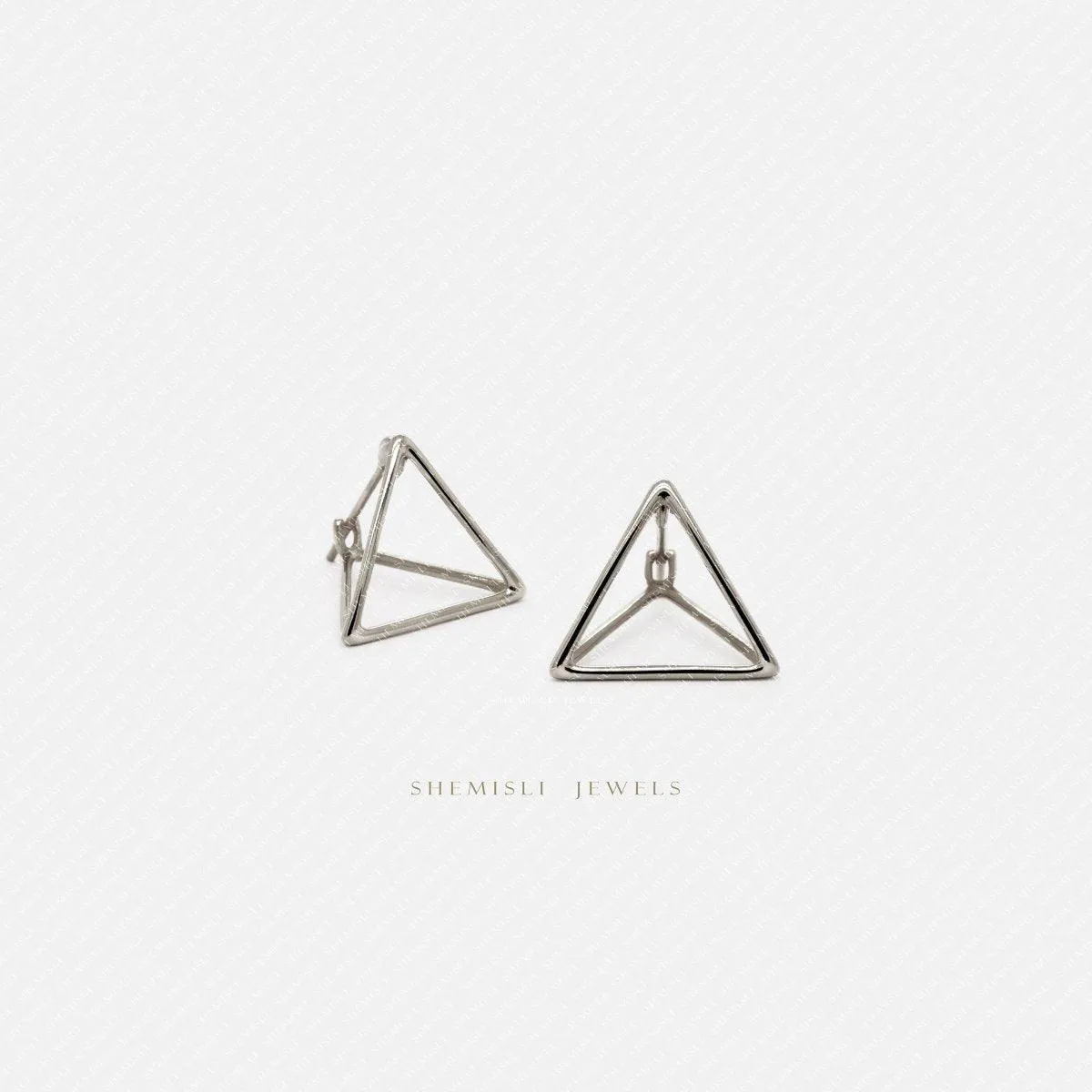 3D Triangle Hoop Earrings, Gold, Silver SHEMISLI SH002