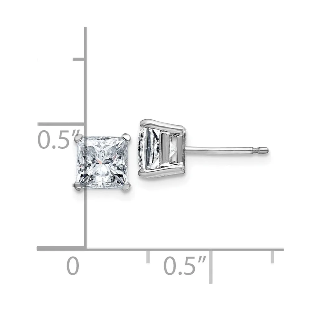 5MM Princess Cut Moissanite Stud Earrings in 14KT White Gold