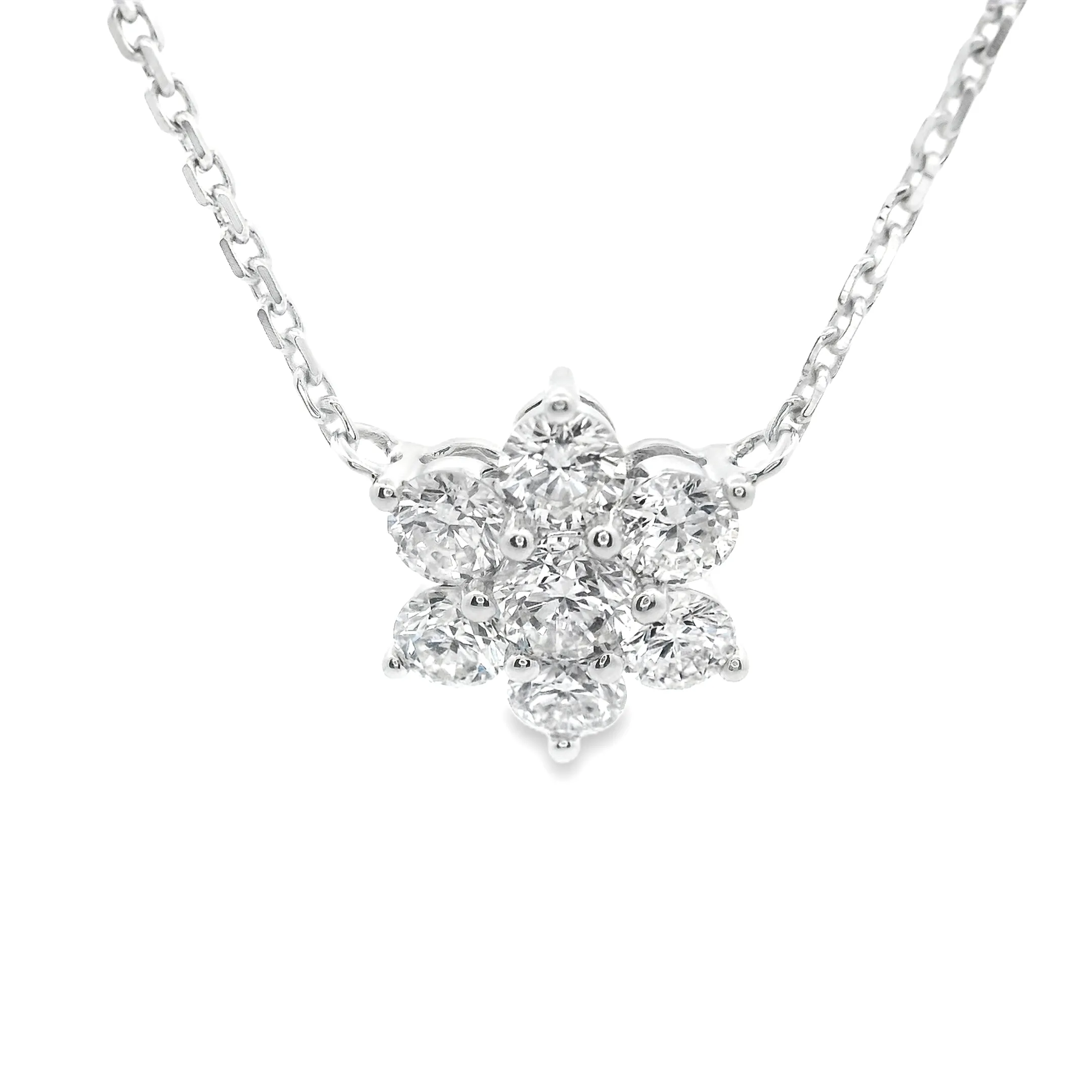 .80ct 18k White Gold Diamond Flower Pendant